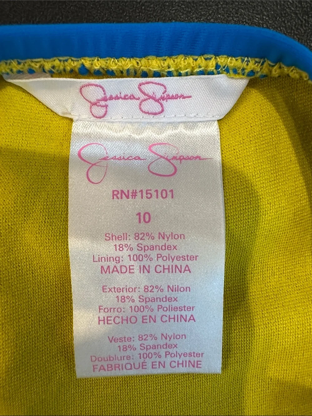Jessica Simpson Bright Blue Tankini Set with Yellow Lining